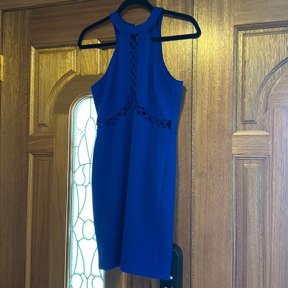 Royal blue cut out cocktail dress